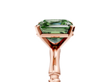 Rose gold Fancy Green Asscher  Solitaire Diamond Ring with Bamboo Band and Four-Prong Setting_22