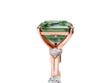 Rose gold Fancy Green Asscher  Solitaire Diamond Ring with Bezel Set Side Stones and Prong Setting_5