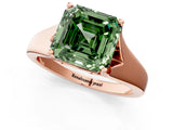 Rose gold Fancy Green Asscher  Solitaire Diamond Ring with Cathedral Band and Four-Prong Setting_54