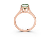 Rose gold Fancy Green Asscher  Solitaire Diamond Ring with Cathedral Band and Four-Prong Setting_56