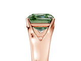 Rose gold Fancy Green Asscher  Solitaire Diamond Ring with Cathedral Band and Four-Prong Setting_58