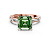 Rose gold Fancy Green Asscher  Solitaire Diamond Ring with Channel-Set Baguette Band and Four-Prong Setting_17