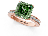 Rose gold Fancy Green Asscher  Solitaire Diamond Ring with Channel-Set Baguette Band and Four-Prong Setting_18