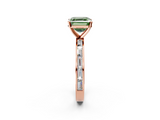 Rose gold Fancy Green Asscher  Solitaire Diamond Ring with Channel-Set Baguette Band and Four-Prong Setting_19