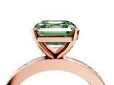 Rose gold Fancy Green Asscher  Solitaire Diamond Ring with Channel-Set Baguette Band and Four-Prong Setting_21
