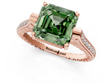 Rose gold Fancy Green Asscher  Solitaire Diamond Ring with Channel Set Band and Bezel Prong Setting_57