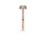 Rose gold Fancy Green Asscher  Solitaire Diamond Ring with Channel Set Band and Bezel Prong Setting_58