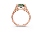Rose gold Fancy Green Asscher  Solitaire Diamond Ring with Channel Set Band and Bezel Prong Setting_59