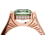 Rose gold Fancy Green Asscher  Solitaire Diamond Ring with Channel Set Band and Bezel Prong Setting_60