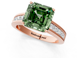 Rose gold Fancy Green Asscher  Solitaire Diamond Ring with Channel-Set Band and Four-Prong Setting_21