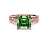 Rose gold Fancy Green Asscher  Solitaire Diamond Ring with Channel Set Band and Six-Prong Setting_34