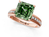 Rose gold Fancy Green Asscher  Solitaire Diamond Ring with Channel Set Band and Six-Prong Setting_35