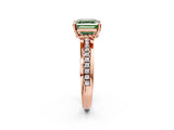 Rose gold Fancy Green Asscher  Solitaire Diamond Ring with Channel Set Band and Six-Prong Setting_36