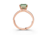 Rose gold Fancy Green Asscher  Solitaire Diamond Ring with Channel Set Band and Six-Prong Setting_37