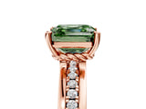 Rose gold Fancy Green Asscher  Solitaire Diamond Ring with Channel Set Band and Six-Prong Setting_39