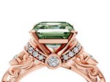 Rose gold Fancy Green Asscher  Solitaire Diamond Ring with Filigree Band and Four-Prong Setting_4