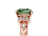 Rose gold Fancy Green Asscher  Solitaire Diamond Ring with Filigree Band and Four-Prong Setting_5