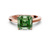 Rose gold Fancy Green Asscher  Solitaire Diamond Ring with Four-Prong Setting and Classic Band_20
