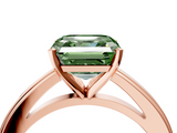Rose gold Fancy Green Asscher  Solitaire Diamond Ring with Four-Prong Setting and Classic Band_24