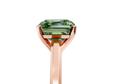 Rose gold Fancy Green Asscher  Solitaire Diamond Ring with Four-Prong Setting and Classic Band_25