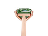 Rose gold Fancy Green Asscher  Solitaire Diamond Ring with Four-Prong Setting and Tapered Band 1