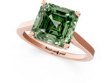 Rose gold Fancy Green Asscher  Solitaire Diamond Ring with Four-Prong Setting and Tapered Band 3
