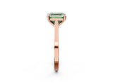 Rose gold Fancy Green Asscher  Solitaire Diamond Ring with Four-Prong Setting and Tapered Band 4