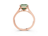 Rose gold Fancy Green Asscher  Solitaire Diamond Ring with Four-Prong Setting and Tapered Band 5