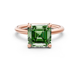 Rose gold Fancy Green Asscher  Solitaire Diamond Ring with Four-Prong Setting on a Plain Band_39