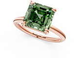 Rose gold Fancy Green Asscher  Solitaire Diamond Ring with Four-Prong Setting on a Plain Band_40