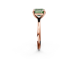 Rose gold Fancy Green Asscher  Solitaire Diamond Ring with Four-Prong Setting on a Plain Band_41