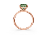 Rose gold Fancy Green Asscher  Solitaire Diamond Ring with Four-Prong Setting on a Plain Band_42