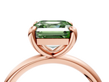 Rose gold Fancy Green Asscher  Solitaire Diamond Ring with Four-Prong Setting on a Plain Band_43
