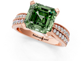 Rose gold Fancy Green Asscher  Solitaire Diamond Ring with Milgrain Pavé Band and Four-Prong Setting_54