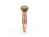 Rose gold Fancy Green Asscher  Solitaire Diamond Ring with Milgrain Pavé Band and Four-Prong Setting_55