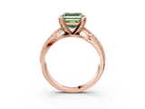 Rose gold Fancy Green Asscher  Solitaire Diamond Ring with Milgrain Pavé Band and Four-Prong Setting_56