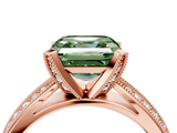 Rose gold Fancy Green Asscher  Solitaire Diamond Ring with Milgrain Pavé Band and Four-Prong Setting_57