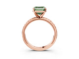 Rose gold Fancy Green Asscher  Solitaire Diamond Ring with Milgrain and Black Enamel X Pattern Band_50