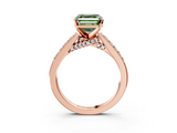 Rose gold Fancy Green Asscher  Solitaire Diamond Ring with Pavé Band and Four-Prong Setting_3