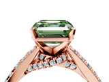 Rose gold Fancy Green Asscher  Solitaire Diamond Ring with Pavé Band and Four-Prong Setting_4