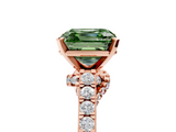 Rose gold Fancy Green Asscher  Solitaire Diamond Ring with Pavé Band and Four-Prong Setting_5