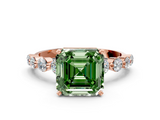 Rose gold Fancy Green Asscher  Solitaire Diamond Ring with Pave Band and Four-Prong Setting_16