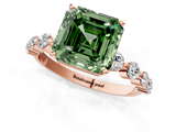 Rose gold Fancy Green Asscher  Solitaire Diamond Ring with Pave Band and Four-Prong Setting_17