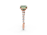 Rose gold Fancy Green Asscher  Solitaire Diamond Ring with Pave Band and Four-Prong Setting_18