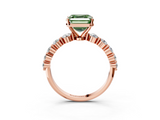 Rose gold Fancy Green Asscher  Solitaire Diamond Ring with Pave Band and Four-Prong Setting_19