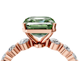 Rose gold Fancy Green Asscher  Solitaire Diamond Ring with Pave Band and Four-Prong Setting_20