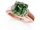 Rose gold Fancy Green Asscher  Solitaire Diamond Ring with Pave Band and Six-Prong Setting_29