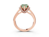 Rose gold Fancy Green Asscher  Solitaire Diamond Ring with Pave Band and Six-Prong Setting_31