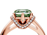 Rose gold Fancy Green Asscher  Solitaire Diamond Ring with Pave Band and Six-Prong Setting_32