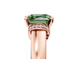 Rose gold Fancy Green Asscher  Solitaire Diamond Ring with Pave Band and Six-Prong Setting_33